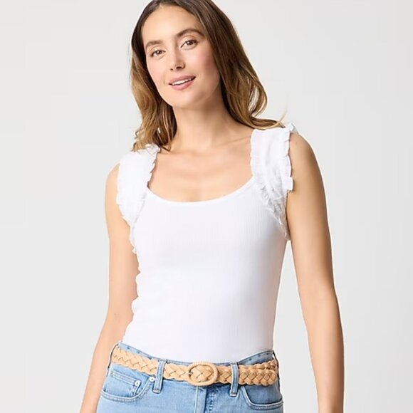 J Crew Ruched-Strap Tank Top 2X White - Picture 1 of 2